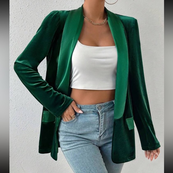 Set of 2 Emerald green / red blazer jacket- velvet velour - Picture 4 of 11